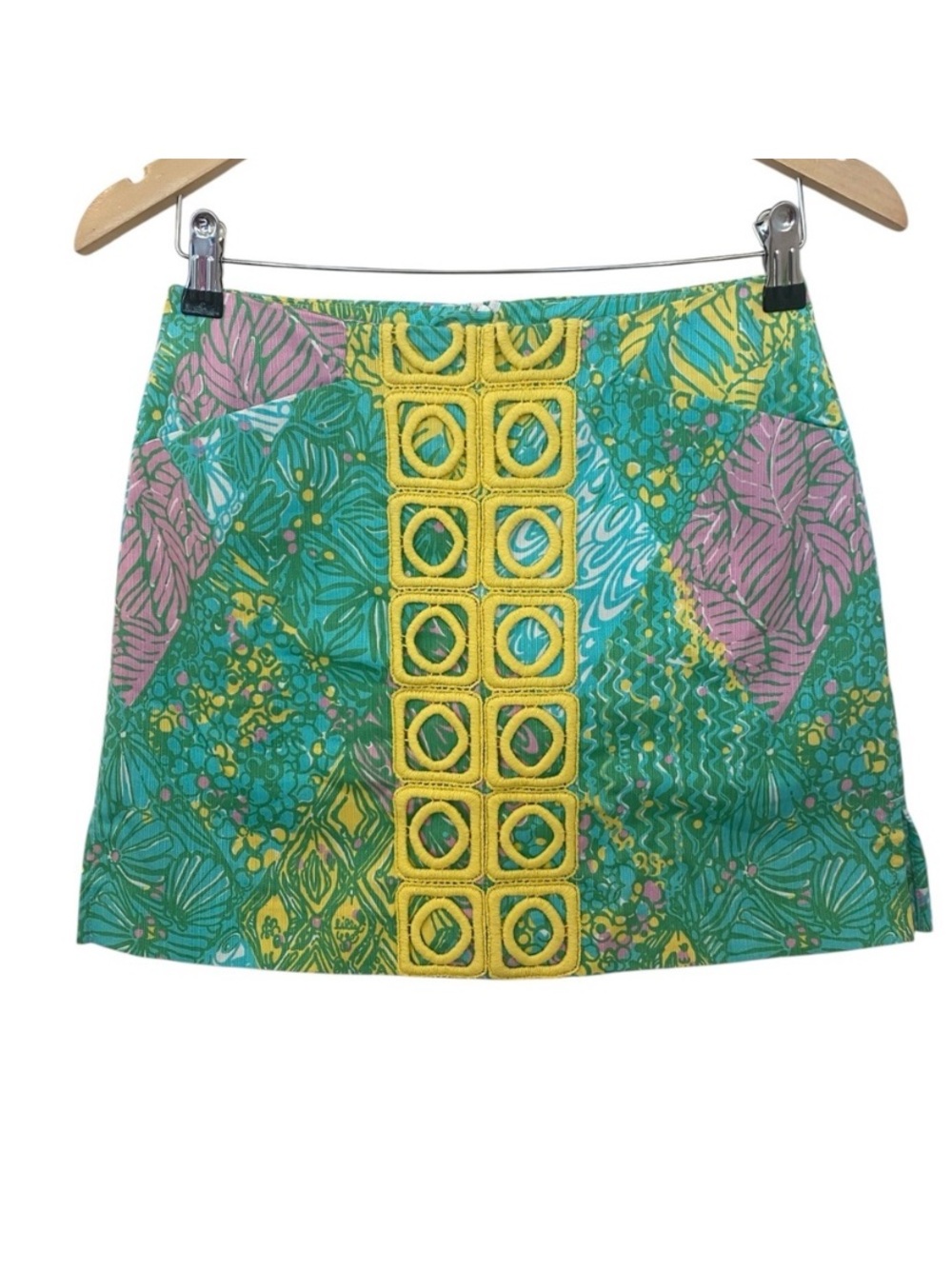 Lilly Pulitzer Womens Mini Floral Skirt Skort Size 00 Green Preppy Embroidered